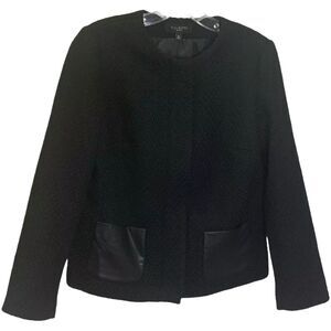 Talbots Women's Blazer Wool Blend Pockets Jacket Coat‎ Black Career Size 8P